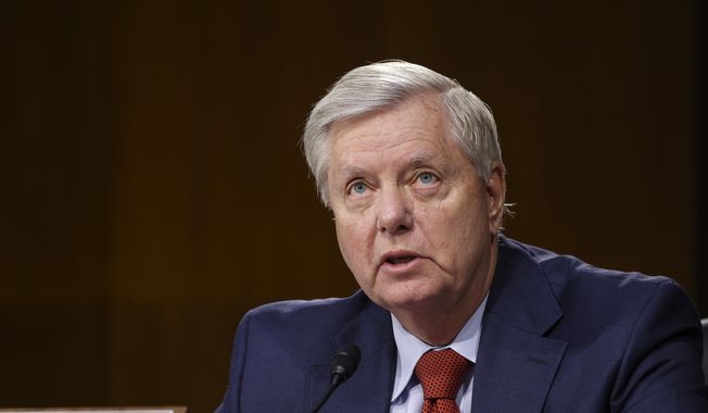 Sen. Lindsey Graham, R-S.C., speaks during a Senate Appropriations Committee hearing, Thursday, June 17, 2021, on Capitol Hill in Washington. (Evelyn Hockstein/Pool via AP) ** FILE **