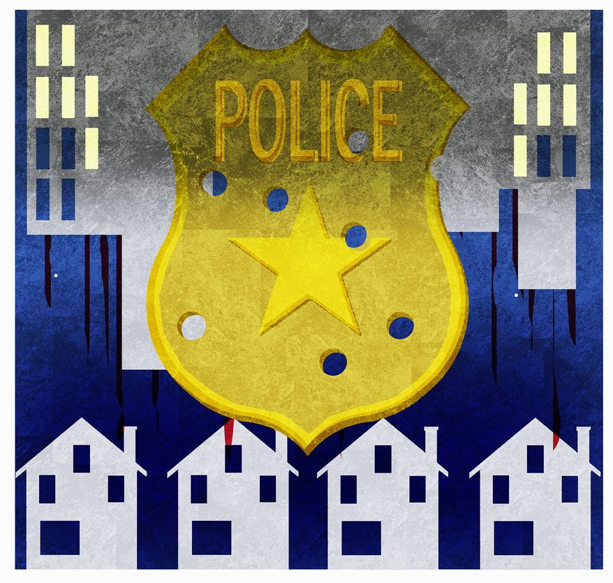Illustration on bad anti-crime policy by Alexander Hunter/The Washington Times