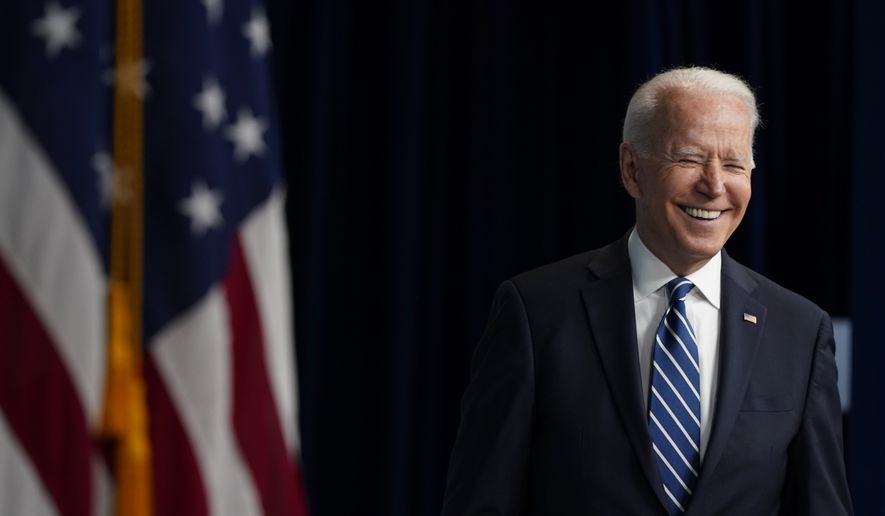 President Joe Biden departs after speaking about the June jobs report in the South Court Auditorium on the White House campus, Friday, July 2, 2021, in Washington. (AP Photo/Patrick Semansky)