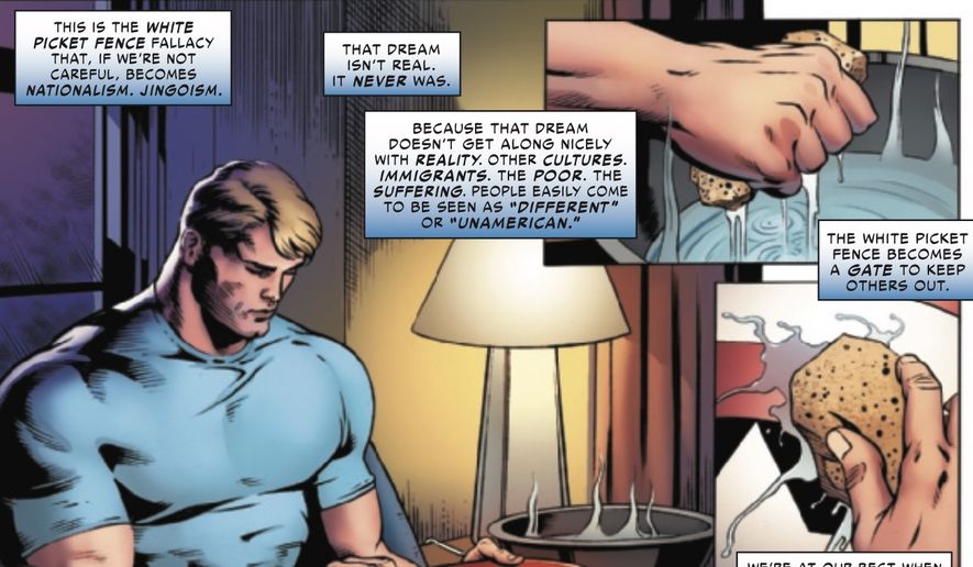 Marvel&#x27;s Captain America says the American dream &quot;isn&#x27;t real&quot; in &quot;The United States of Captain America&quot; by writer Christopher Cantwell, July 2021. (Image: Marvel, &quot;United States of Captain America,&quot; first issue screenshot)