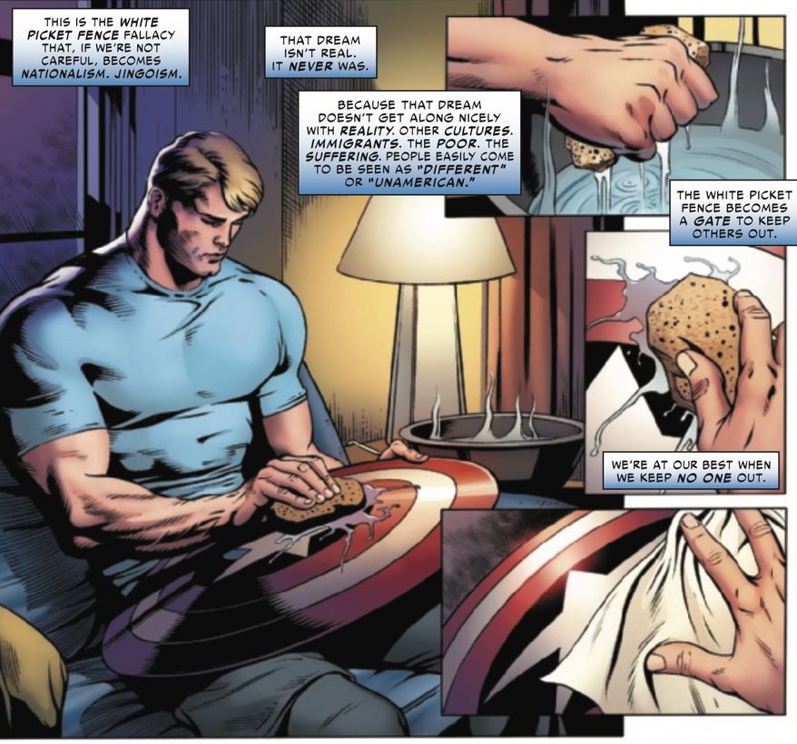Marvel&#39;s Captain America says the American dream &quot;isn&#39;t real&quot; in &quot;The United States of Captain America&quot; by writer Christopher Cantwell, July 2021. (Image: Marvel, &quot;United States of Captain America,&quot; first issue screenshot)