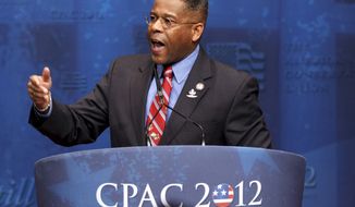 Rep. Allen West, R-Fla., speaks at the Conservative Political Action Conference (CPAC) in Washington. West, the former Florida congressman and firebrand who rode into office on the tea party wave a decade ago, said Sunday, July 4, 2021, that he will run for governor of Texas in a bid to again seize on restless anger from the right.  (AP Photo/J. Scott Applewhite, File)