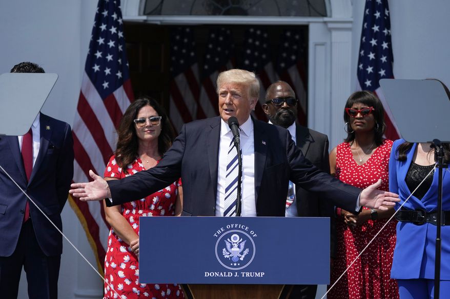 Former President Donald Trump speaks at Trump National Golf Club in Bedminster, N.J., Wednesday, July 7, 2021. (AP Photo/Seth Wenig)