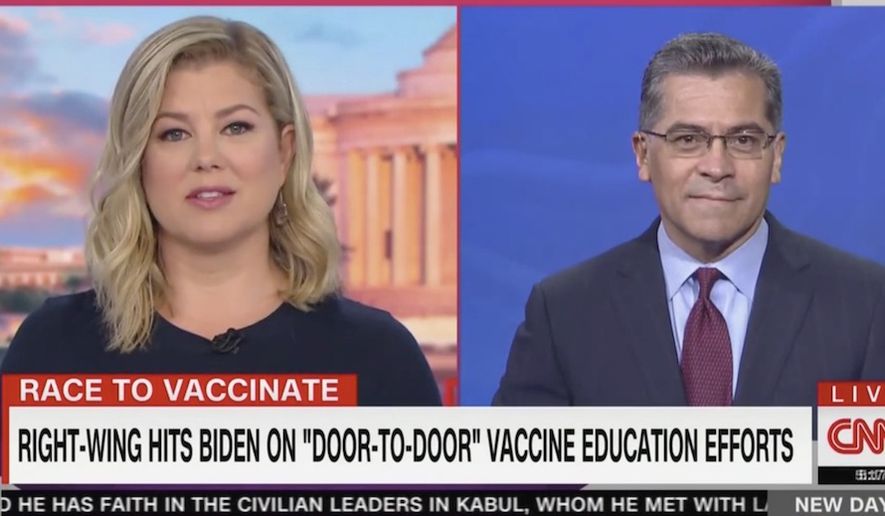 U.S. Department of Health and Human Services Secretary Xavier discusses the COVID-19 pandemic, July 8, 2021. (Image: CNN, &quot;New Day&quot; video screenshot)