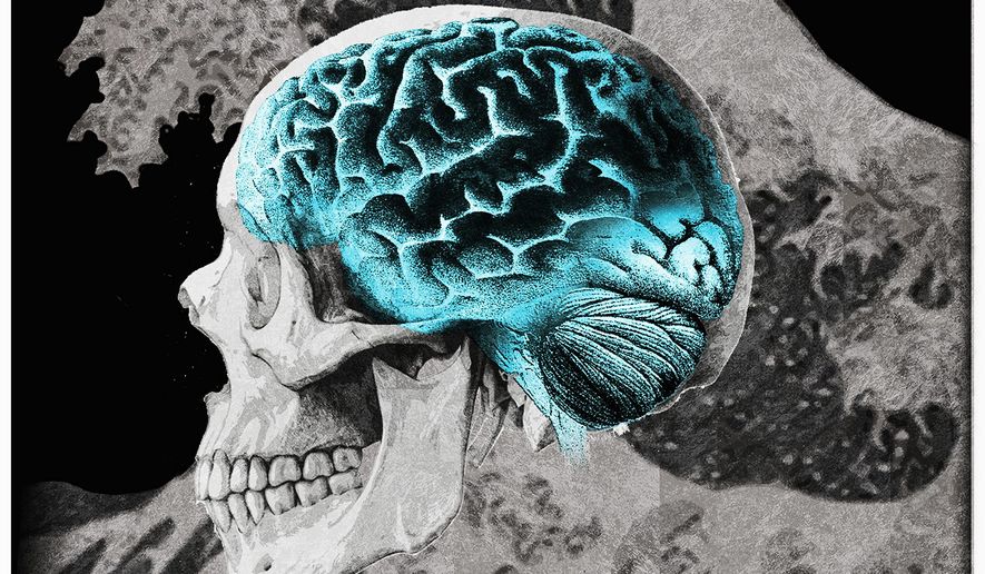 Illustration on the coming need for Alzheimer's care by Alexander Hunter/The Washington Times