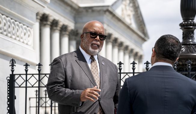 Rep. Bennie Thompson, chairman of the House Homeland Security Committee, departs the Capitol after Speaker of the House Nancy Pelosi, D-Calif., appointed him to lead the new select committee to investigate the violent Jan. 6 insurrection at the Capitol, in Washington, Thursday, July 1, 2021. The probe will examine what went wrong around the Capitol when hundreds of supporters of then-President Donald Trump broke into the building, hunted for lawmakers and interrupted the congressional certification of Democrat Joe Biden&#x27;s election victory. (AP Photo/J. Scott Applewhite) **FILE**