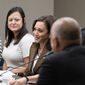 Vice President Kamala Harris meets with Democrats from the Texas state legislature at the American Federation of Teachers, Tuesday, July 13, 2021, in Washington. (AP Photo/Alex Brandon)