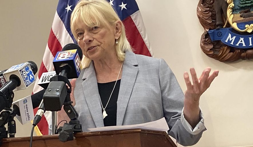 Maine Gov. Janet Mills speaks to reporters in her Cabinet room, Tuesday, July 13, 2021, in Augusta, Maine, after announcing she has vetoed a bill to replace the state&#39;s privately owned electric utilities with a consumer-owned utility. (AP Photo/David Sharp) **FILE**