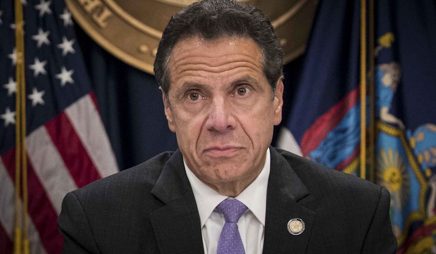 In this Sept. 14, 2018, file photo, Gov. Andrew Cuomo listens during a news conference in New York. Gov. Andrew Cuomo is expected to be interviewed by investigators with the state attorney general’s office who are looking into sexual harassment allegations as the probe nears its conclusion.  The timing of the interview Saturday, July 17, 2021, in Albany was confirmed by two people familiar with the case who spoke to The Associated Press on condition of anonymity.  (AP Photo/Mary Altaffer, File)