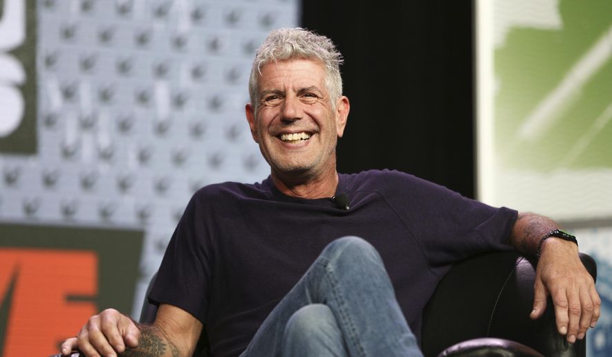 FILE - In this Sunday, March 13, 2016, file photo Anthony Bourdain speaks during South By Southwest at the Austin Convention Center, in Austin, Texas. The revelation that a documentary filmmaker used voice-cloning software to make the late chef Bourdain say words he never spoke has drawn criticism amid ethical concerns about use of the powerful technology. The movie “Roadrunner: A Film About Anthony Bourdain” appeared in cinemas Friday, July 16, 2021, and mostly features real footage of the beloved celebrity chef and globe-trotting television host before he died in 2018.  (Photo by Rich Fury/Invision/AP, File)
