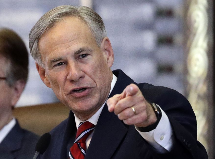 Texas Gov. Greg Abbott appears in the House Chamber in Austin, Texas. New U.S. Labor Dept. data reveals that Republican governors like Abbott excel in returning citizens to work in their states. (AP Photo/Eric Gay)