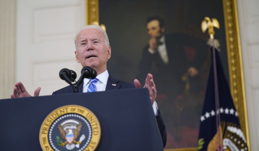 President Joe Biden speaks about the economy and his infrastructure agenda in the State Dining Room of the White House, in Washington, Monday, July 19th, 2021. (AP Photo/Andrew Harnik)