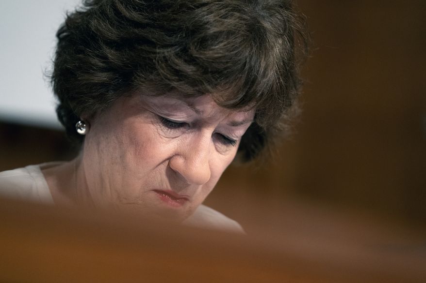 “There&#39;s absolutely no reason why he asked to have the vote tomorrow, and it does not advance the ball,” said Sen. Susan Collins, a Maine Republican at the forefront of the talks. “It does not achieve any goal except to alienate people.” (Stefani Reynolds/The New York Times via AP, Pool)