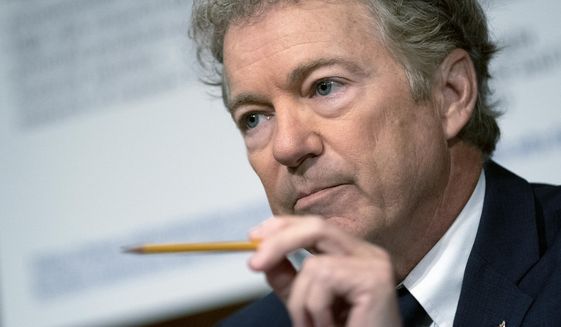 Sen. Rand Paul, R-Ky., speaks during a Senate Health, Education, Labor, and Pensions Committee hearing, Tuesday, July 20, 2021, on Capitol Hill in Washington. (Stefani Reynolds/The New York Times via AP, Pool)