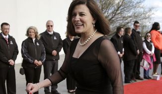 FILE - In this May 7, 2017 file photo, Victoria Reggie Kennedy, widow of Sen. Edward M. Kennedy, arrives at the John F. Kennedy Presidential Library and Museum before the 2017 Profile in Courage award ceremonies. President Joe Biden is nominating the widow of Sen. Ted Kennedy to serve as his ambassador to Austria Kennedy, an attorney and a gun control advocate, came to know Biden during the years he served with her husband in the Senate. (AP Photo/Steven Senne, File)