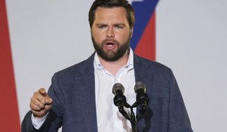 J.D. Vance addresses a rally on July 1, in Middletown, Ohio, where he announced his campaign to fill the Senate seat that will be vacated by Sen. Rob Portman. (Jeffrey Dean / AP)