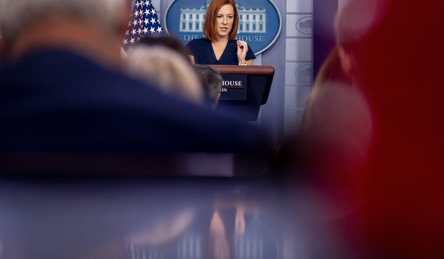 White House press secretary Jen Psaki speaks during a press briefing in the briefing room of the White House in Washington, Thursday, July 22, 2021. (AP Photo/Andrew Harnik)