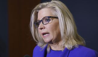 In this May 12, 2021, file photo Rep. Liz Cheney, R-Wyo., speaks to reporters in Washington. (AP Photo/J. Scott Applewhite, File)