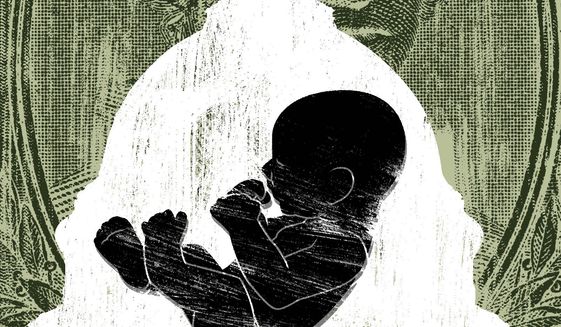 Illustration on Hyde Amendment, abortion and racism by Linas Garsys/The Washington Times
