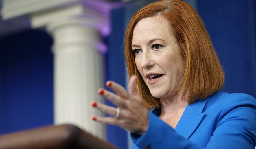 White House press secretary Jen Psaki speaks during the daily briefing at the White House in Washington, Tuesday, July 27, 2021. (AP Photo/Susan Walsh)