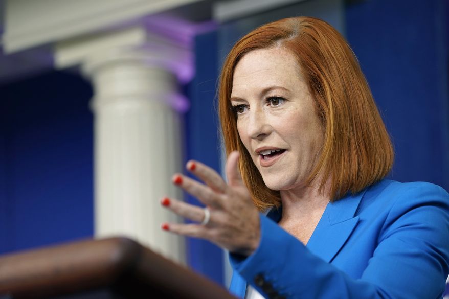 White House press secretary Jen Psaki speaks during the daily briefing at the White House in Washington, Tuesday, July 27, 2021. (AP Photo/Susan Walsh)