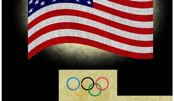Illustration on America and the Olympics by Alexander Hunter/The Washington Times