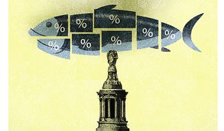Illustration on the infrastructure bill by Alexander Hunter/The Washington Times
