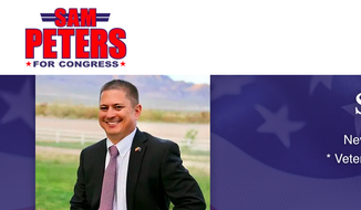 Sam Peters is shown here in a screen capture from his congressional campaign website. The Nevada Republican is running against Democratic incumbent Rep. Steven Horsford in a second bid to return a Democratic-leaning Nevada district back to the GOP. (https://www.sampeters4congress.com/)
