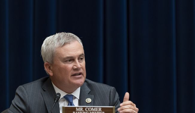 In this Thursday July 29, 2021, photo, Rep. James Comer, R-Ky., the House Committee on Oversight and Reform&#x27;s ranking member, speaks during a hearing on voting rights in Texas in Washington. (AP Photo/Jacquelyn Martin) **FILE**
