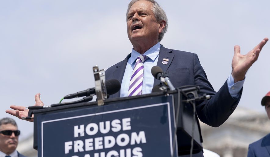 Rep. Ralph Norman, R-S.C., speaks at a news conference held by members of the House Freedom Caucus on Capitol Hill in Washington, Thursday, July 29, 2021, to complain about Speaker of the House Nancy Pelosi, D-Calif. and masking policies. (AP Photo/Andrew Harnik)