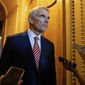 Sen. Rob Portman, R-Ohio, speaks to reporters after a luncheon with Senate Republicans at the Capitol in Washington, on Thursday, Aug. 5, 2021. (AP Photo/Amanda Andrade-Rhoades) ** FILE **