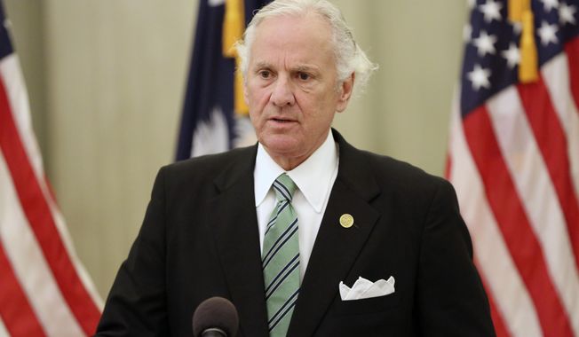 South Carolina Gov. Henry McMaster talks about the current state of the COVID-19 pandemic at a news conference on Monday, Aug. 9, 2021, in Columbia, S.C. McMaster continued to urge people to get the COVID-19 vaccine, but also repeated that whether students wear masks in class should be solely up to parents in a state where less than half the residents are fully vaccinated. (AP Photo/Jeffrey Collins)
