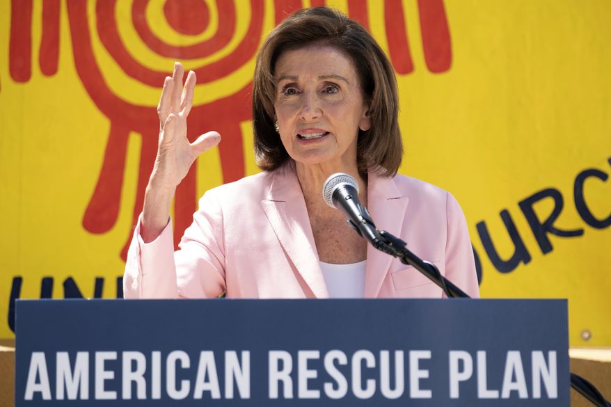 House Speaker Nancy Pelosi speaks at a press event in San Francisco, Tuesday, Aug. 10, 2021. (AP Photo/Nick Otto)