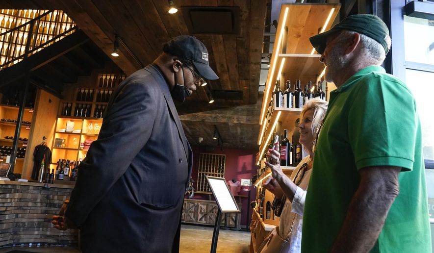 Security personnel ask customers for proof of vaccination as they enter City Winery, Thursday, June 24, 2021, in New York. Mayor Bill de Blasio announced Tuesday that later this month the city will begin requiring anyone dining indoors at a restaurant, working out a gym or grabbing cocktails at a bar to show proof they&#39;ve been inoculated. (AP Photo/Frank Franklin II, File)