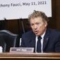 Sen. Rand Paul, R-Ky., is shown asking questions during a committee hearing on Capitol Hill in Washington, D.C., in this Tuesday, July 20, 2021 file photo. (AP Photo/J. Scott Applewhite, Pool, File)  **FILE**