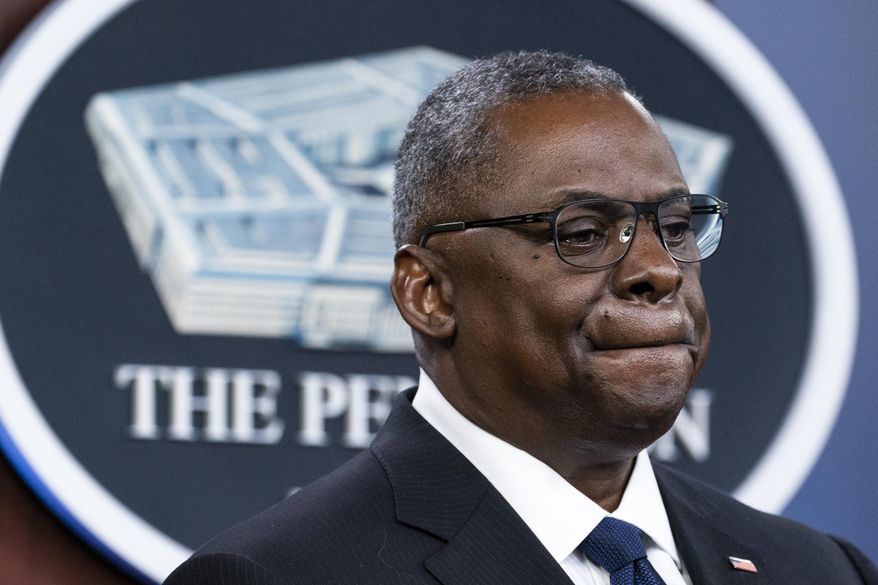 Secretary of Defense Lloyd Austin listens to a question during a media briefing at the Pentagon, Wednesday, Aug. 18, 2021, in Washington. (AP Photo/Alex Brandon)