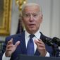 President Joe Biden answers a question from a reporter about the situation in Afghanistan as he speaks in the Roosevelt Room of the White House, Sunday, Aug. 22, 2021, in Washington. (AP Photo/Manuel Balce Ceneta)