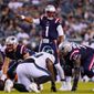 New England Patriots&#39; Cam Newton directs his team during the first half of a preseason NFL football game against the Philadelphia Eagles on Thursday, Aug. 19, 2021, in Philadelphia. (AP Photo/Matt Rourke) **FILE**