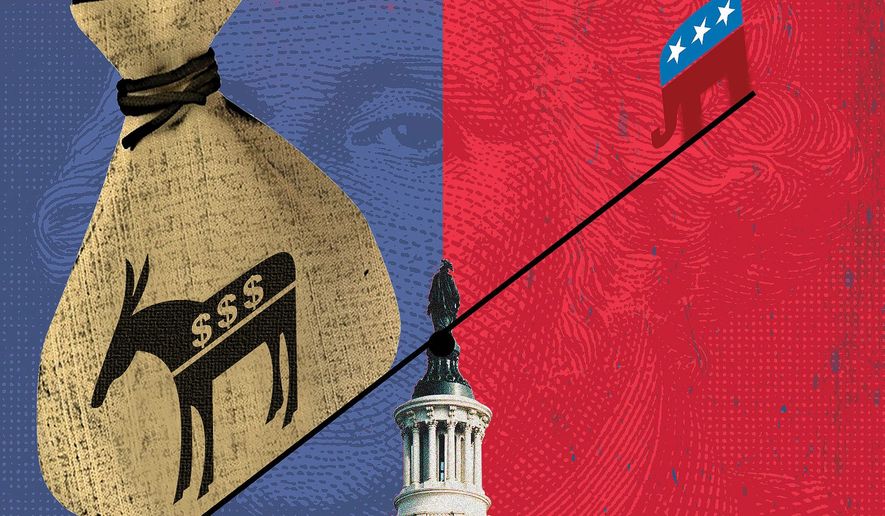 Democrats and budget illustration by Linas Garsys / The Washington Times