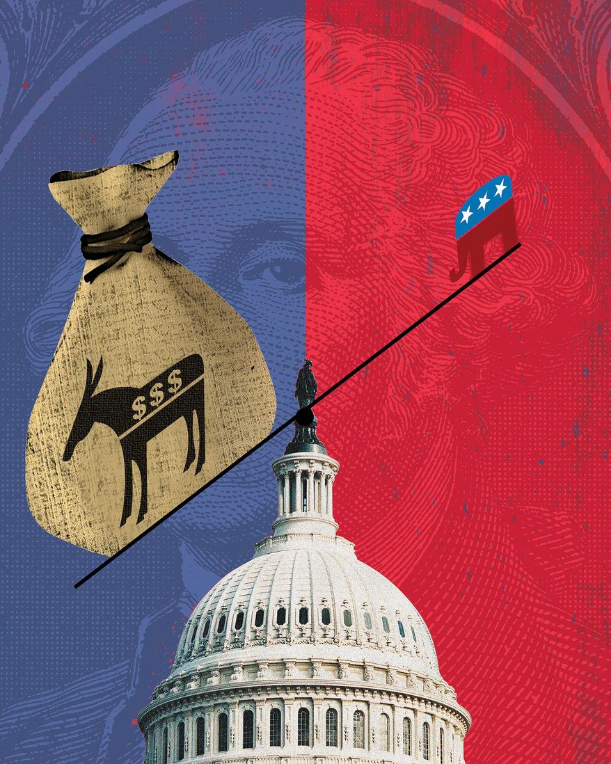 Democrats and budget illustration by Linas Garsys / The Washington Times