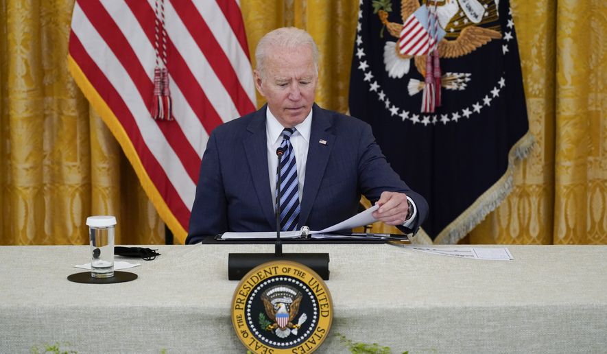 President Joe Biden attends a meeting about cybersecurity, in the East Room of the White House, Wednesday, Aug. 25, 2021, in Washington. (AP Photo/Evan Vucci)