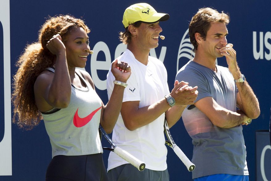 The last time a Grand Slam tennis tournament was played without Serena Williams, Roger Federer and Rafael Nadal was in 1997. The U.S. Open will start next week without any of that trio after Williams, 39, withdrew on Wednesday, joining Federer, 40, and Nadal, 35, on the sideline because of injury. (Photo by Charles Sykes/Invision/AP, File) **FILE**