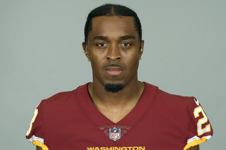 FILE - This is a 2021 photo of William Jackson III of the Washington NFL football team. Washington has been practicing without receiver Curtis Samuel for the balance of training camp and without cornerback William Jackson for the past week. Samuel and Jackson were the team&#39;s highest-priced free agent additions. (AP Photo/File)
