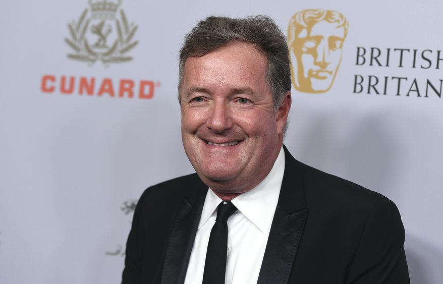 In this Friday, Oct. 25, 2019, file photo, Piers Morgan arrives at the BAFTA Los Angeles Britannia Awards at the Beverly Hilton Hotel in Beverly Hills, Calif. (Photo by Jordan Strauss/Invision/AP, File)