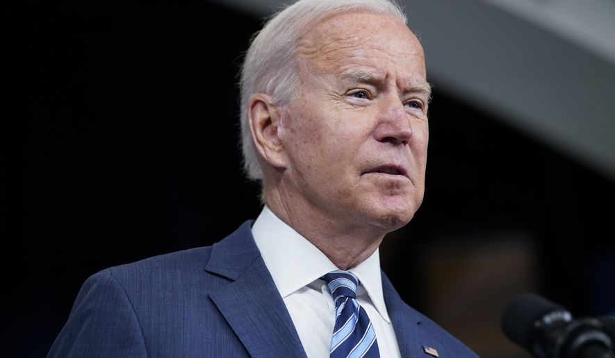 President Joe Biden speaks about the response to Hurricane Ida during an event in the South Court Auditorium on the White House campus, Thursday, Sept. 2, 2021, in Washington. (AP Photo/Evan Vucci)