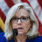 In this July 27, 2021, file photo, Rep. Liz Cheney, R-Wy., listens to testimony from Washington Metropolitan Police Department Officer Daniel Hodges during the House select committee hearing on the Jan. 6 attack on Capitol Hill in Washington. (Jim Bourg/Pool via AP)
