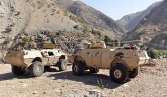 In this Aug. 25, 2021, photo, armored vehicles are seen in Panjshir Valley, north of Kabul, Afghanistan. The Taliban said Monday, Sept. 6, 2021, they have taken control of Panjshir province north of Kabul, the Afghan capital. The province was the last holdout of anti-Taliban forces in the country and the only province the Taliban had not seized during their sweep last month. (AP Photo/Jalaluddin Sekandar)