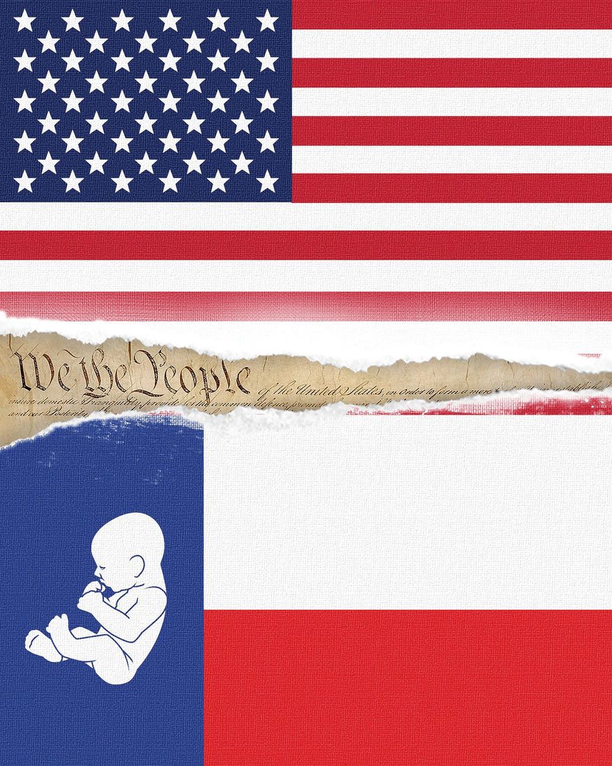 Texas Abortion Law Illustration by Linas Garsys/The Washington Times
