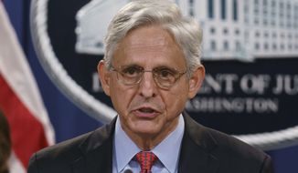 Attorney General Merrick Garland announces a lawsuit to block the enforcement of a new Texas law that bans most abortions, at the Justice Department in Washington, Thursday, Sept. 9, 2021. (AP Photo/J. Scott Applewhite)