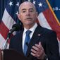 Secretary of Homeland Security Alejandro Mayorkas speaks during a news conference at The National Press Club in Washington, on Thursday, Sept. 9, 2021. (AP Photo/Jose Luis Magana) ** FILE **